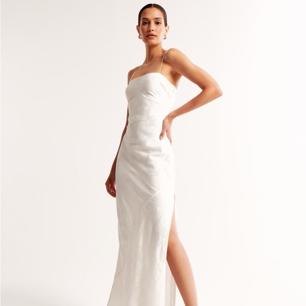 A&F Julia Slip Satin Jacquard Maxi Dress
